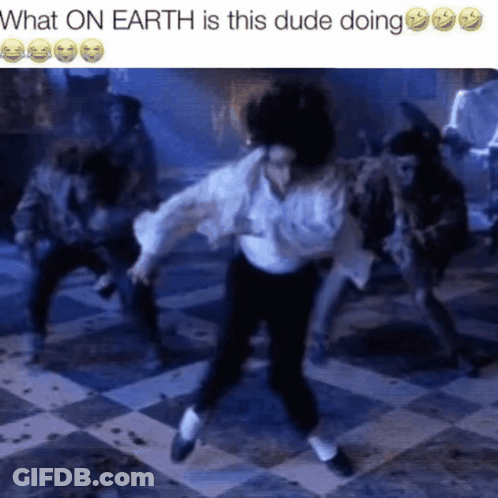 What On Earth Is This Dude Doing With A Picture Of A Man Dancing GIF