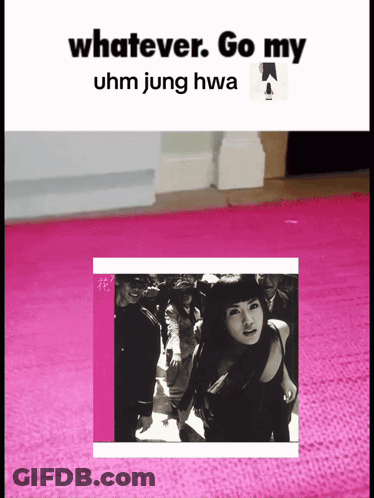 Whatever Go My Uhm Jung Hwa Album Cover With A Pink Background GIF