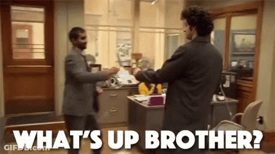 Whats Up Brother Aziz Ansari Secret Handshake GIF