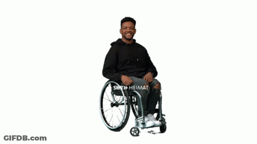 Wheelchair Guy Pointing Upward GIF