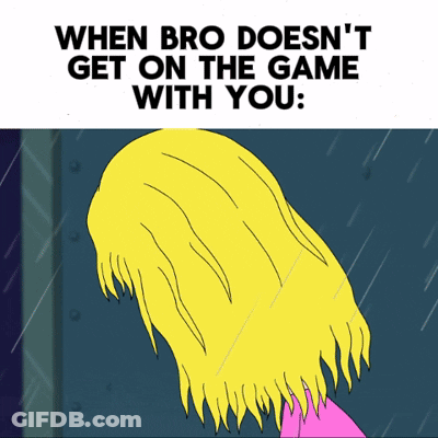 When Bro Does N't Get On The Game With You : A Cartoon Of A Girl With Blonde Hair GIF