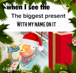 When I See The Biggest Present With My Name On It A Man In A Santa Hat Drinks From A Bottle GIF