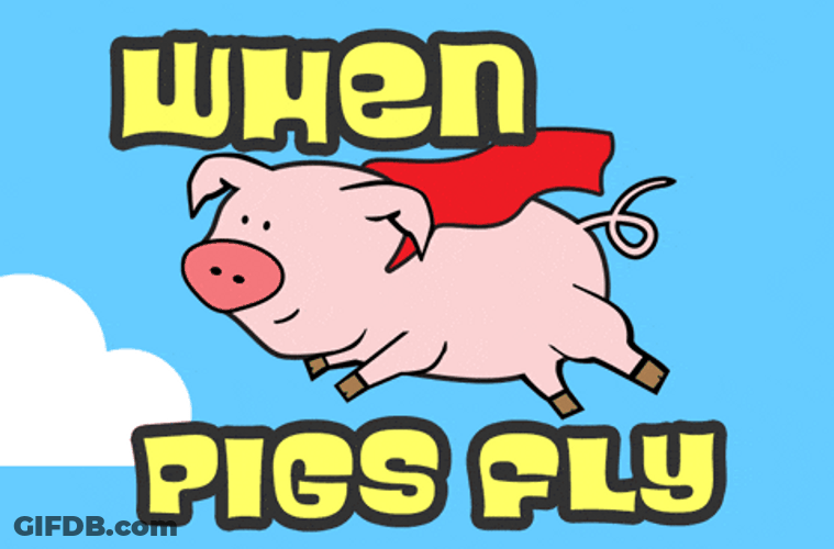 When Pigs Fly Wearing Red Cape Animation GIF