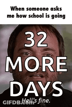 When Someone Asks Me How School Is Going 32 More Days Hell 'S Fine .. GIF