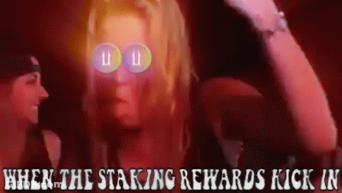 When The Staking Rewards Kick In Poster With Woman GIF