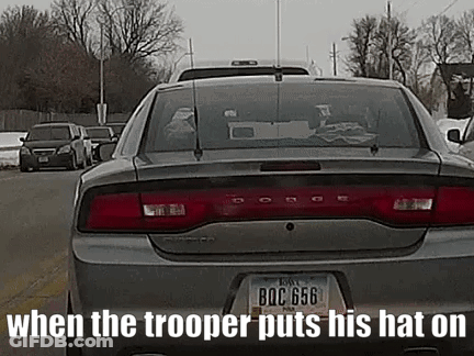 When The Trooper Puts His Hat On State Trooper GIF
