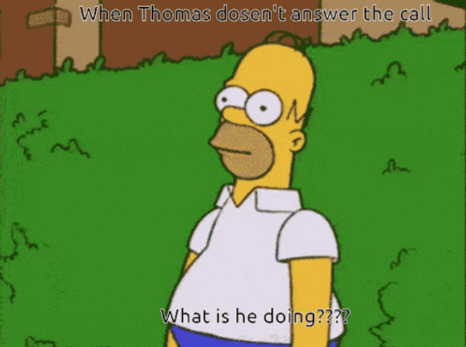 When Thomas Doesn't Answer The Call Homer Hiding GIF
