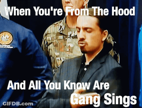 When You 'Re From The Hood And All You Know Are Gang Sings Is A Meme GIF