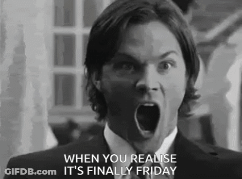 When You Realise It's Finally Friday Man With Mouth Open GIF