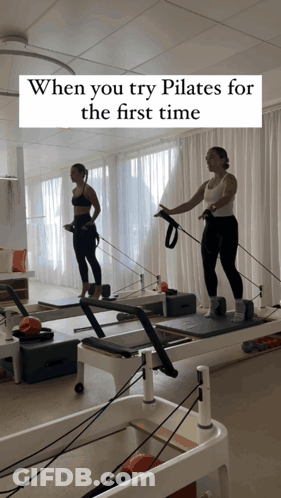 When You Try Pilates For First Time Two Women GIF