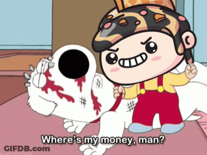 Wheres My Money Chibi Beating Dog GIF