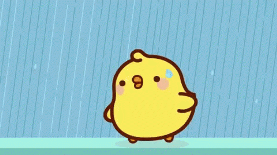 Whew Cute Yellow Chick Raining GIF