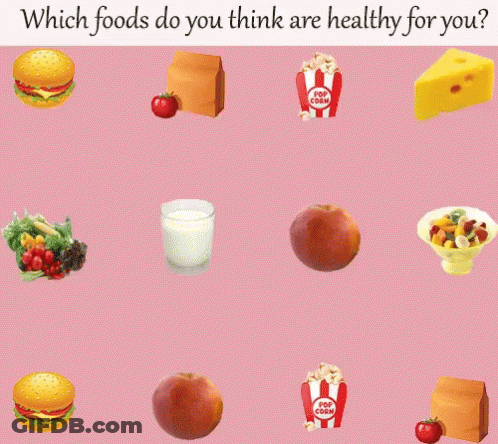 Which Foods Do You Think Are Healthy Pink Background GIF