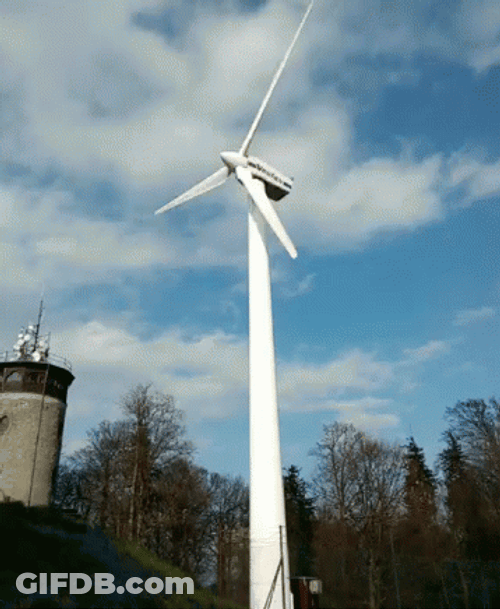 Whirling Windmill Blue Sky GIF