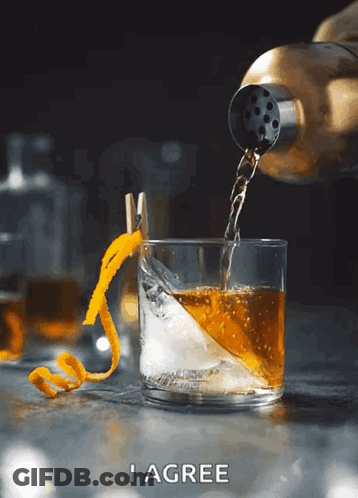 Whiskey Being Poured From Shaker Saying I Agree GIF