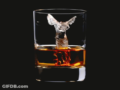 Whiskey Glass With Ice Statue GIF