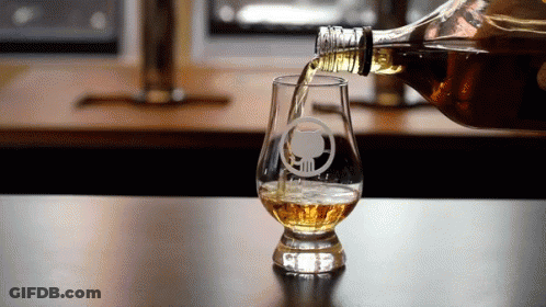 Whiskey Poured Into Skull Glass GIF