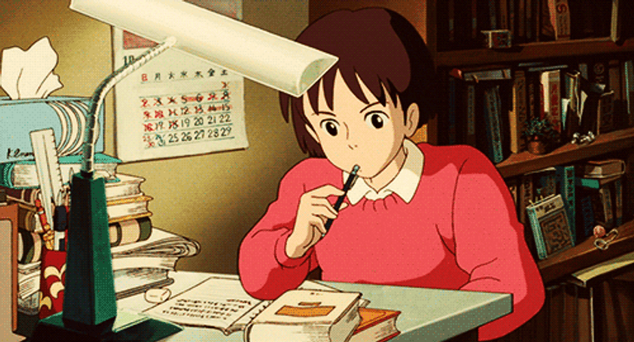 Whisper Of The Heart Shizuku Tsukishima Study GIF