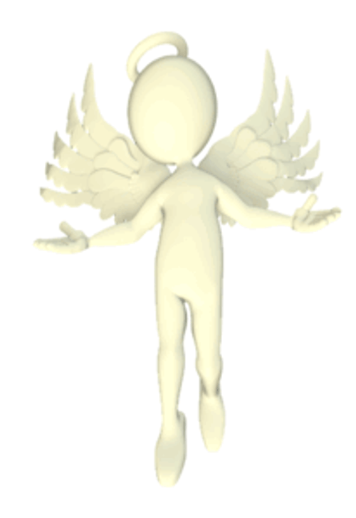 White 3D Angel Flying GIF