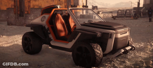 White And Orange Vehicle In Snowy Field GIF