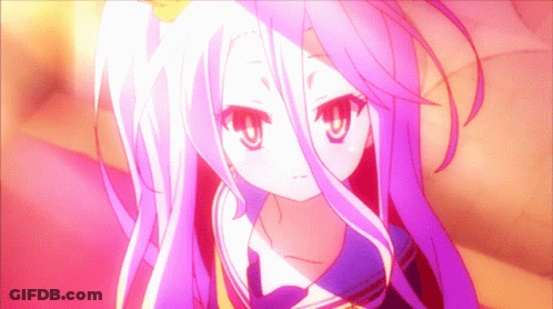 White And Purple Hair Girl Looking At Camera GIF