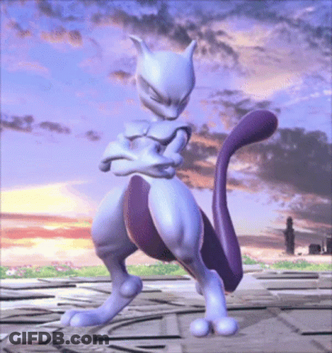 White And Purple Pokemon With Purple Tail GIF