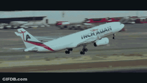 White And Red Airplane Saying Inchallah GIF