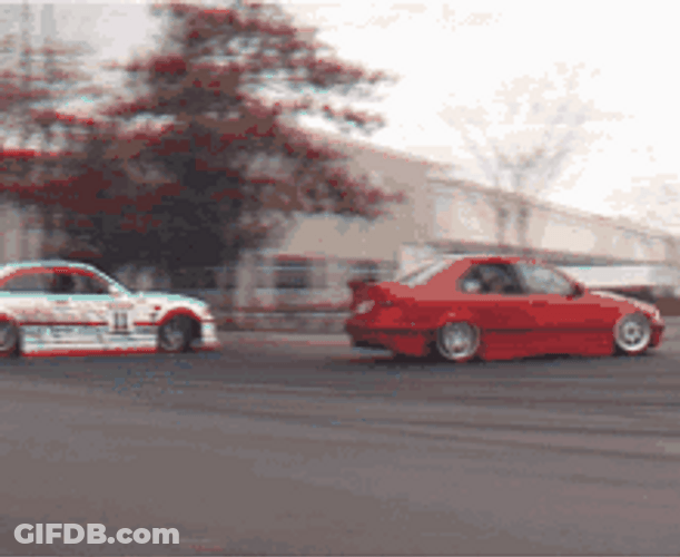 White And Red Car Drifting GIF