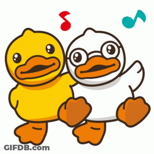 White And Yellow Duck Friendship Dance GIF