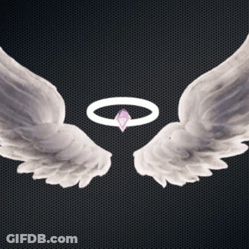 White Angel Wings With Purple Diamond Center GIF