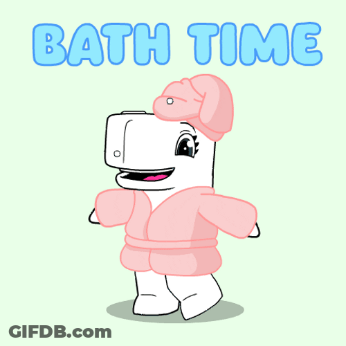 White Animal Pink Robe Bath Time GIF