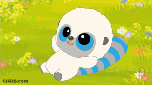 White Animal With Blue Eyes And Blue Tail GIF