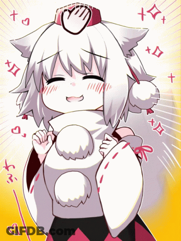 White Anime Character With Red Hat GIF