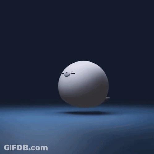 White Ball With Face On Blue Background GIF