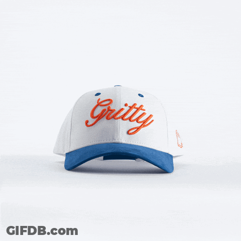 White Baseball Cap Gritty Embroidered GIF