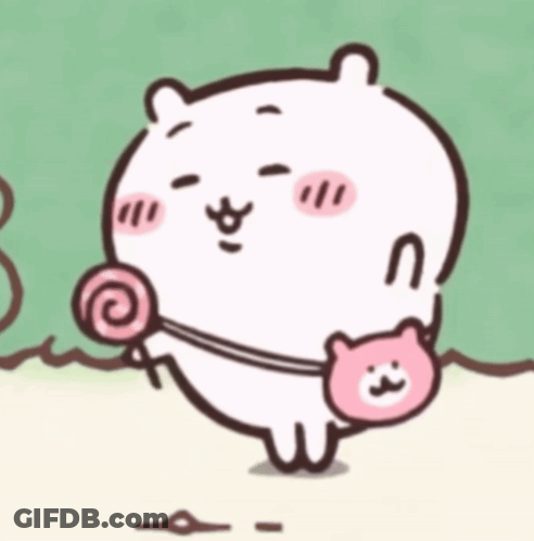 White Bear Holding Pink Purse And Lollipop GIF