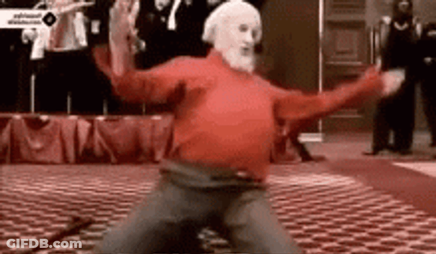 White Beard Man Breakdancing GIF
