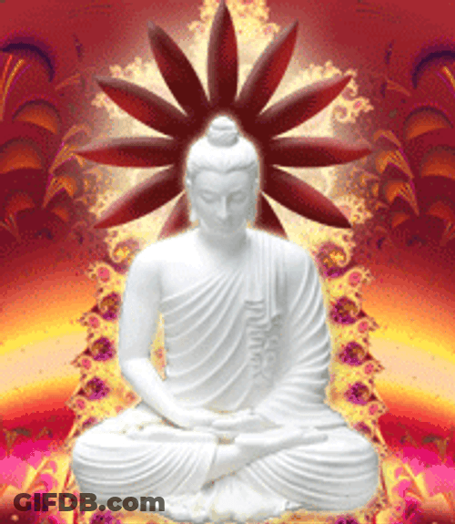 White Buddha Statue With Spinning Halo GIF