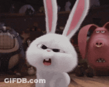 White Bunny Rabbit With Pink Ears GIF
