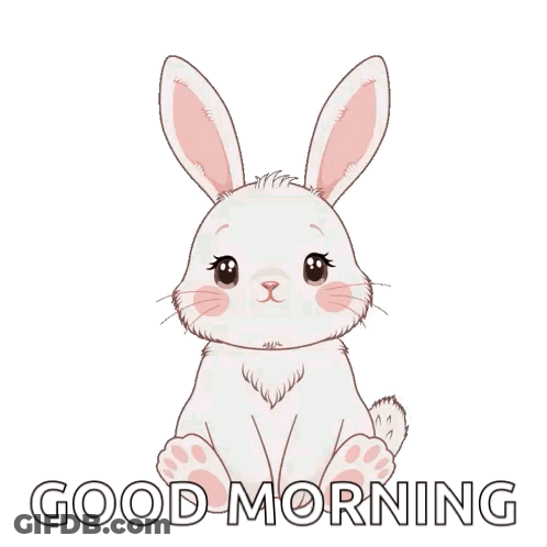 White Bunny With Pink Cheeks Saying Good Morning GIF