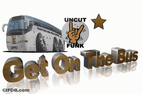 White Bus Saying Get On The Bus GIF