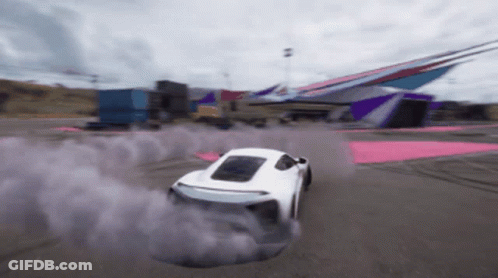 White Car Drifting With Smoke GIF