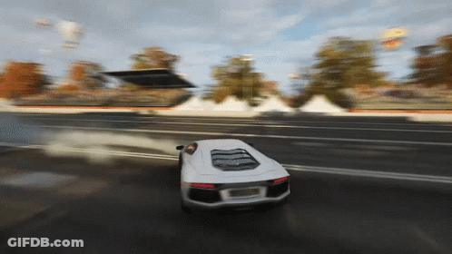 White Car Driving Down Road With Smoke GIF