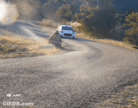 White Car Driving Down Road With WTCC Logo GIF