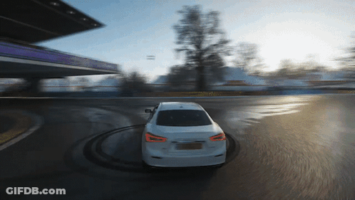 White Car Driving Wet Road New Jersey Plate GIF