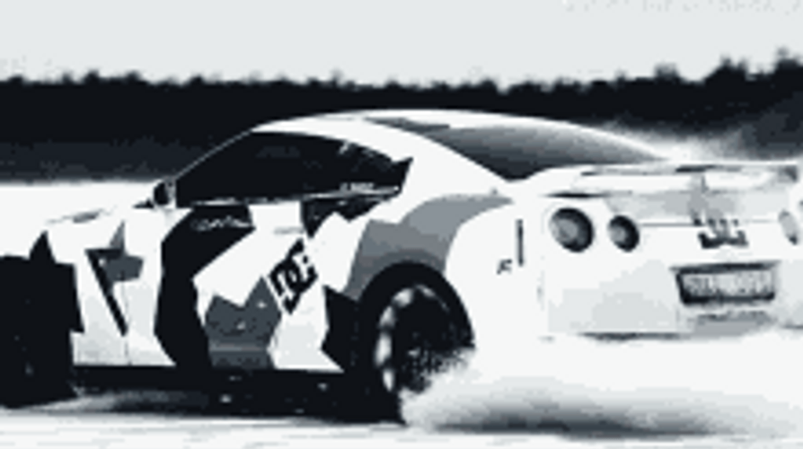 White Car In Snow Drifting GIF