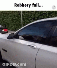 White Car Roadside Robbery Fail GIF