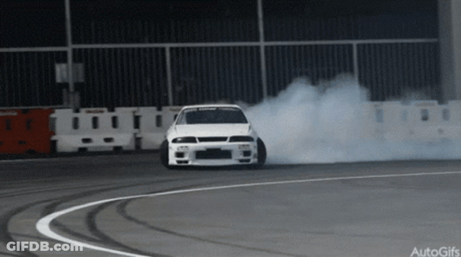 White Car Smoking Drift Cars GIF