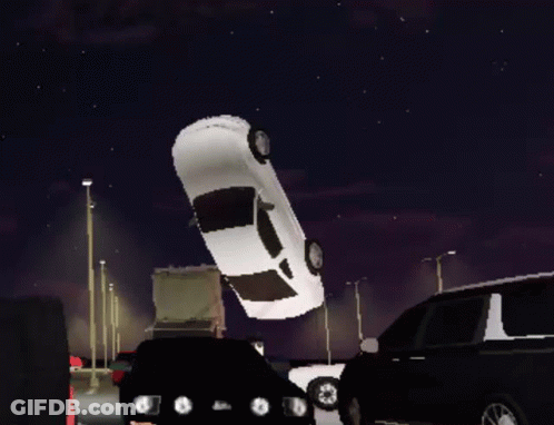 White Car Upside Down In Video Game GIF