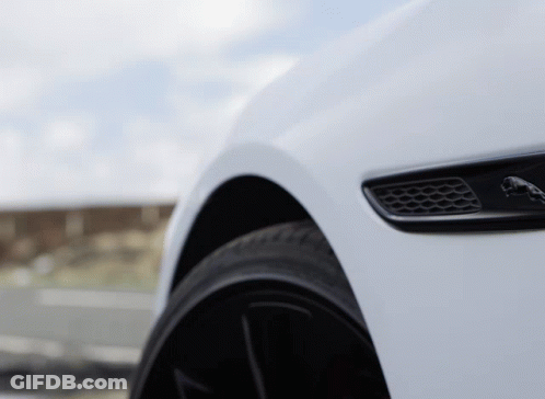 White Car With Black Jaguar Logo GIF